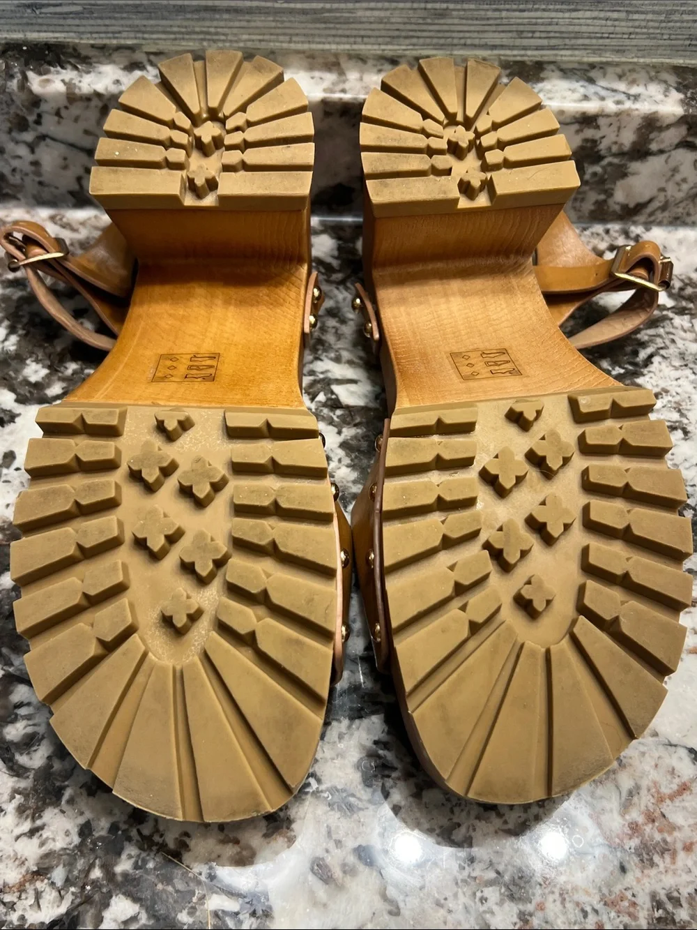 Call It Spring Tan Chunky Platform Sandal with Gold Studs